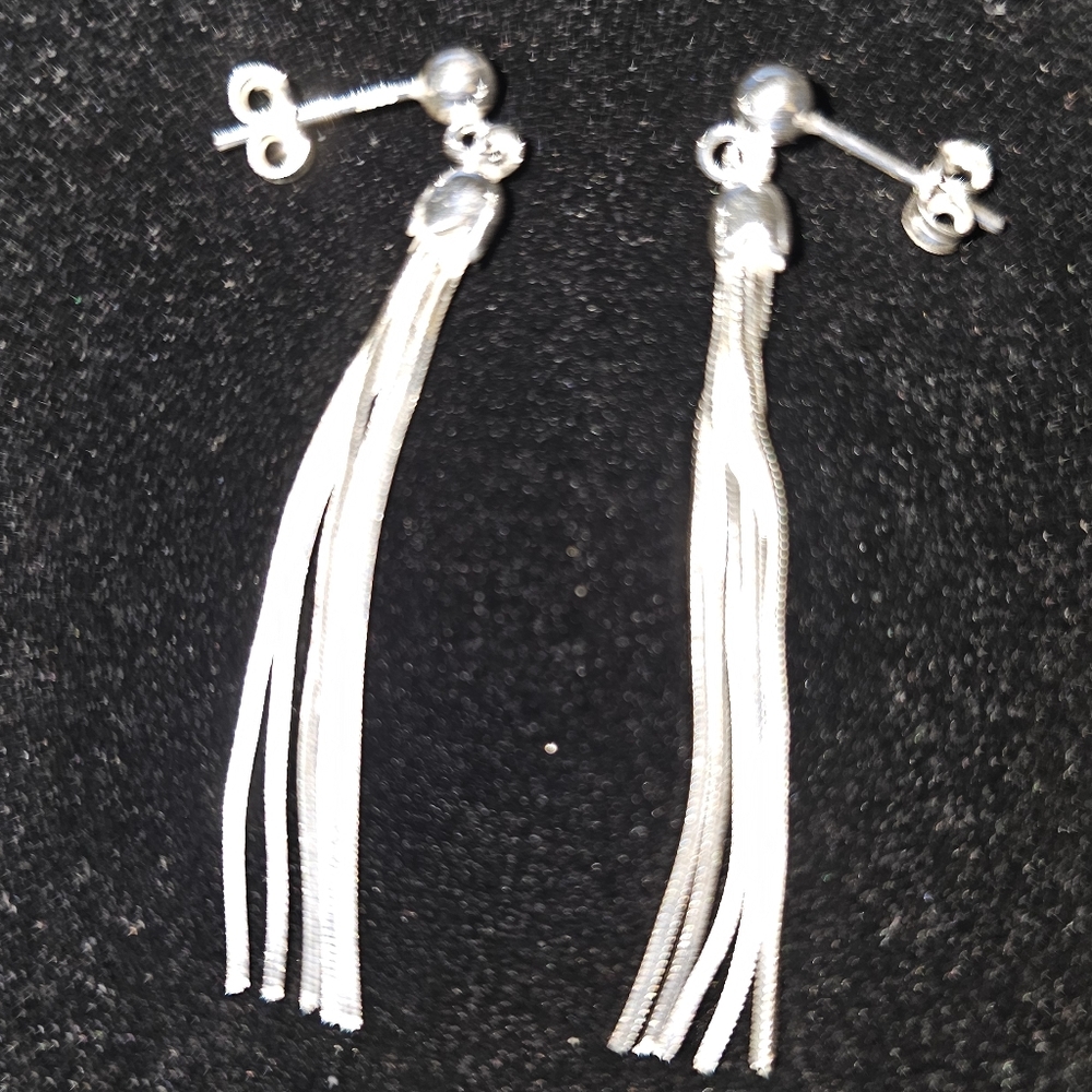 50mm, 925 Silver Dangle Earrings, 3.3 g, Butterfly Backings, NWT
